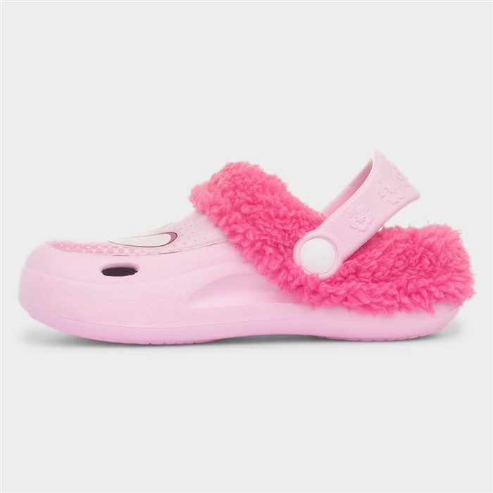 Kids Pink Fluffy Character Slippers