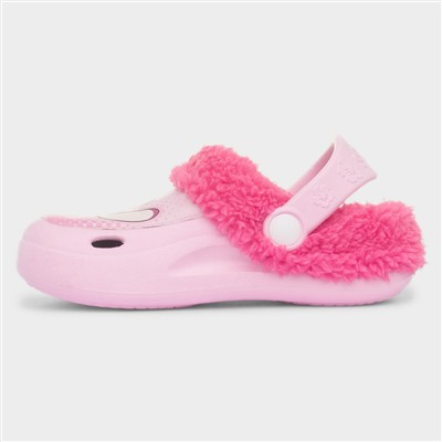Kids Pink Fluffy Character Slippers