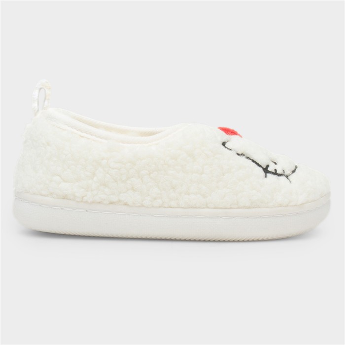 Kids White Character Full Slipper