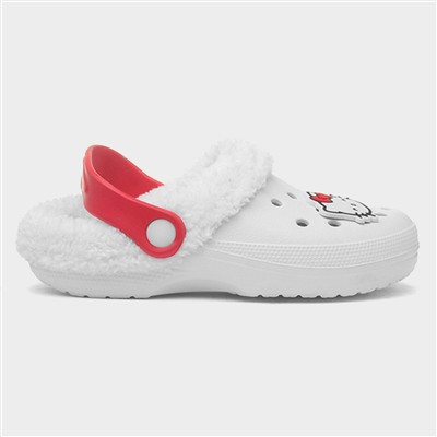 Kids White Warm Lined EVA Clog
