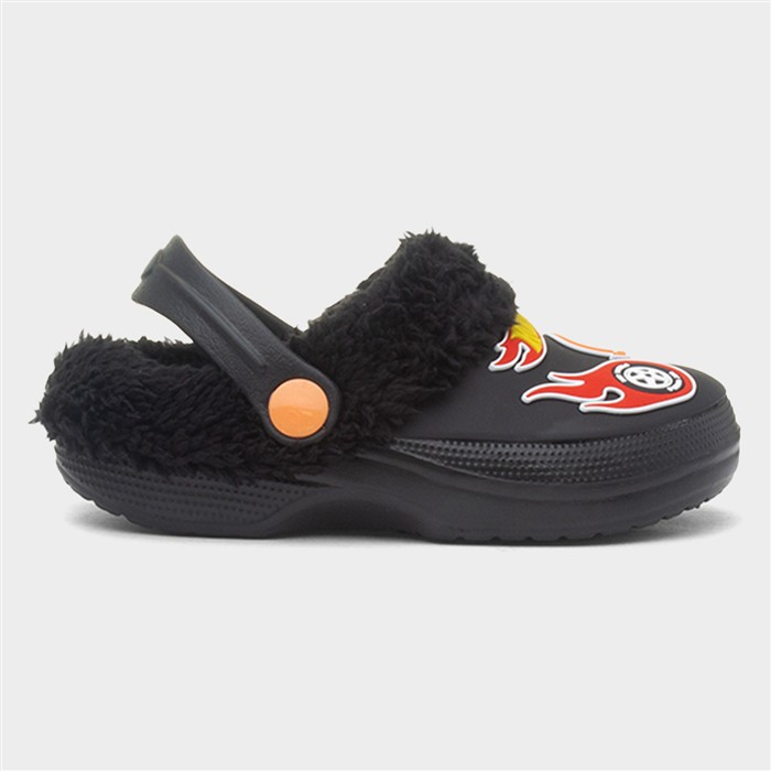 Kids Black Warm Lined EVA Clog