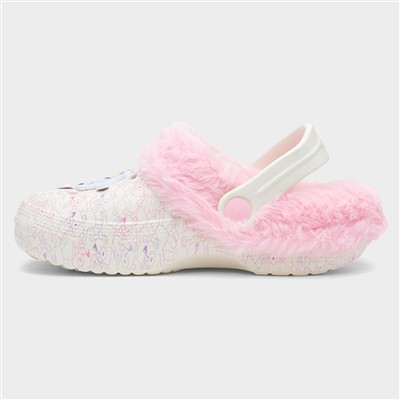 Kids Pink Faux Fur Lined EVA Clog