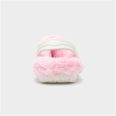Kids Pink Faux Fur Lined EVA Clog