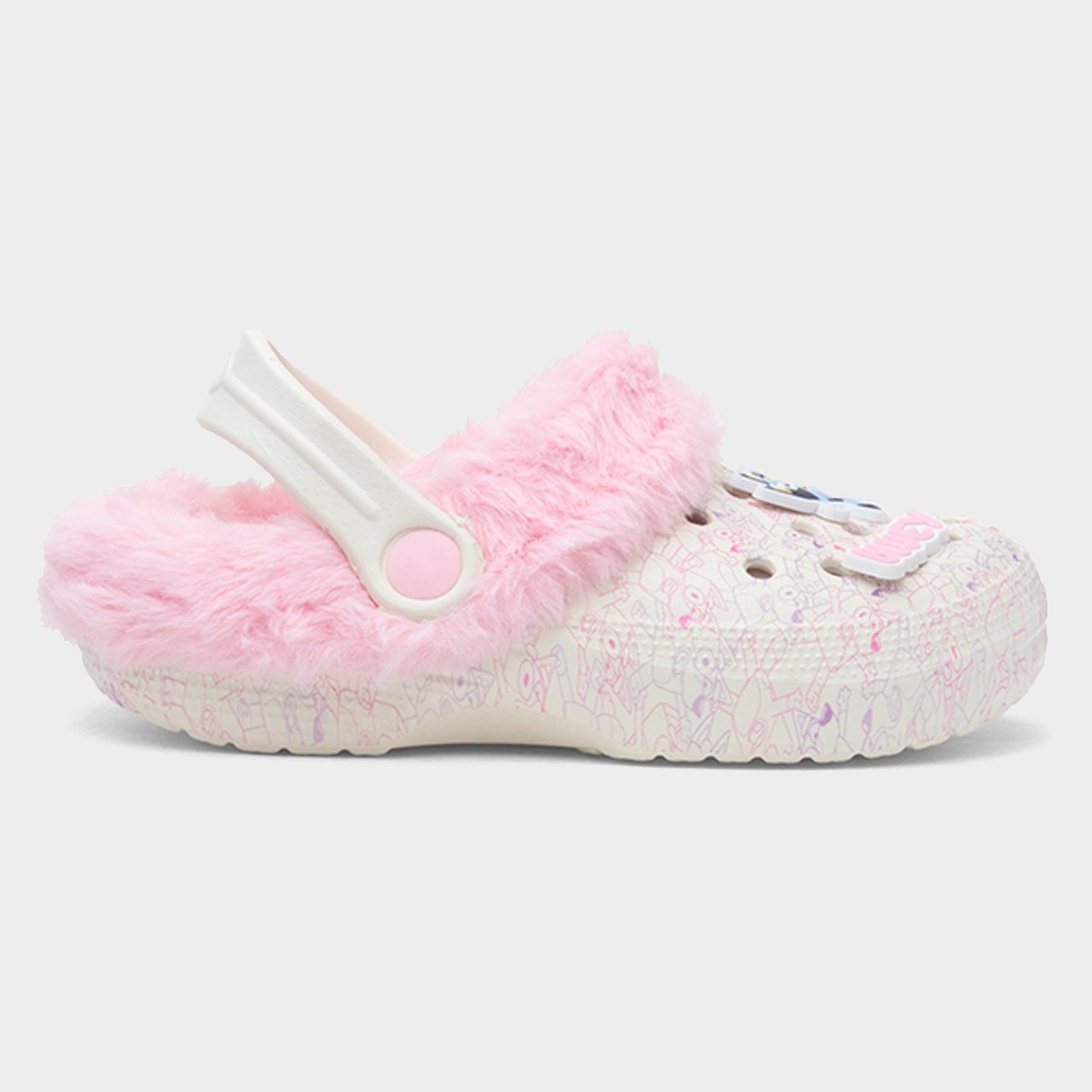 Kids Pink Faux Fur Lined EVA Clog