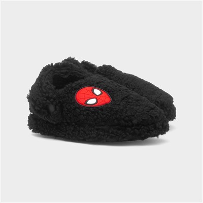 Kids Black Warm Lined Slipper