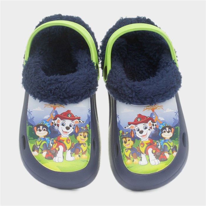 Kids Navy Slip On Slingback Slipper