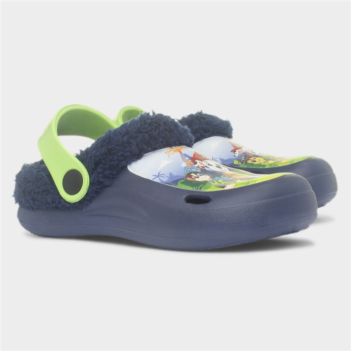 Kids Navy Slip On Slingback Slipper