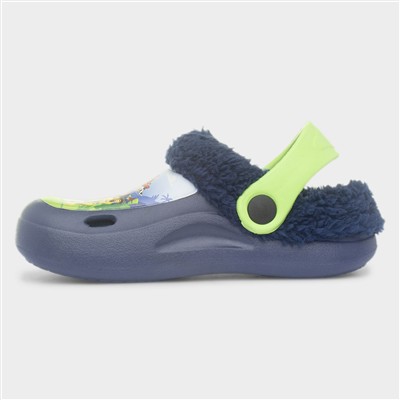Kids Navy Slip On Slingback Slipper