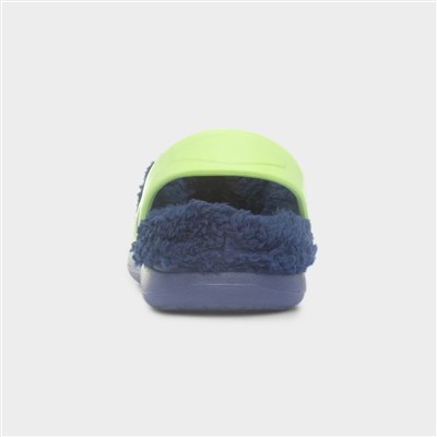 Kids Navy Slip On Slingback Slipper