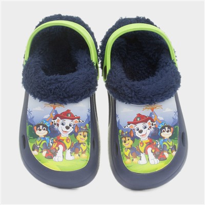 Kids Navy Slip On Slingback Slipper