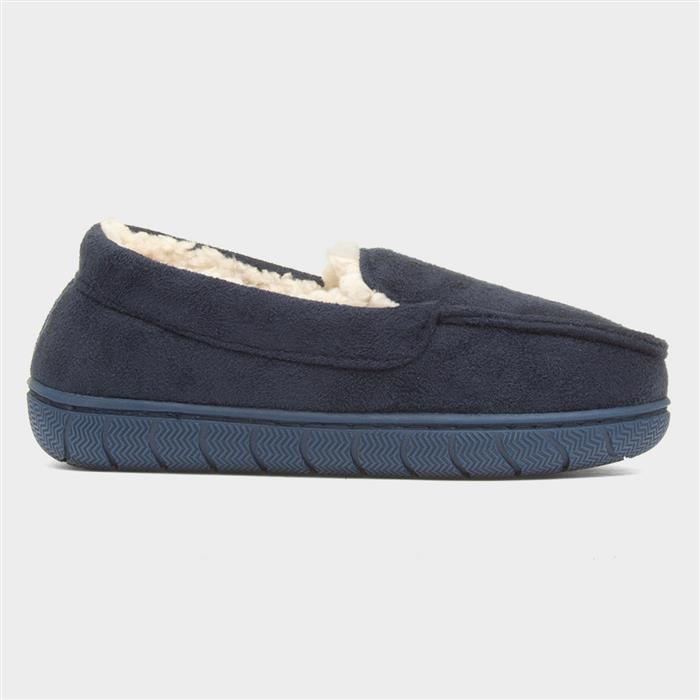 Boys Navy Moccasin Slipper