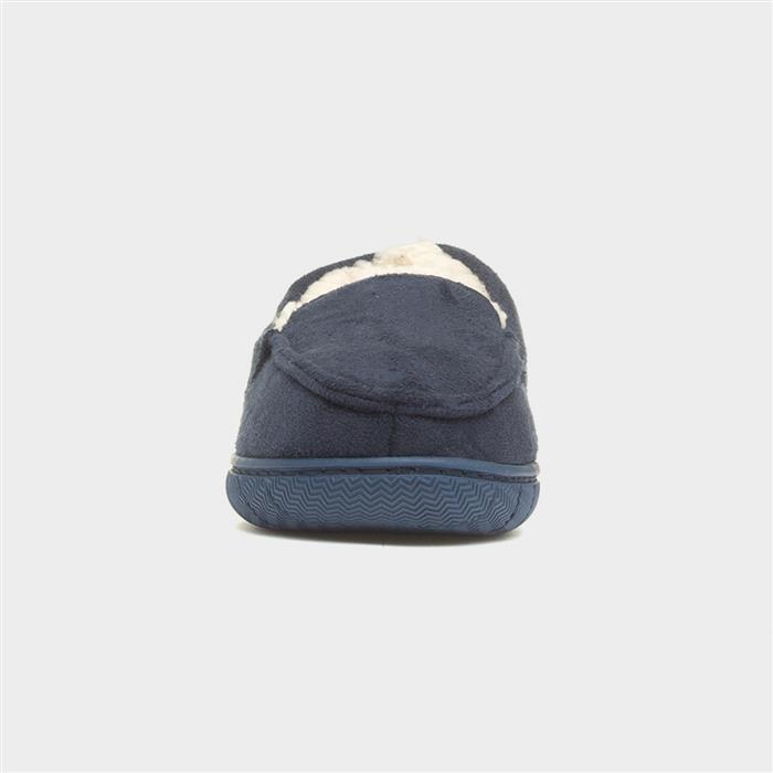 Boys Navy Moccasin Slipper