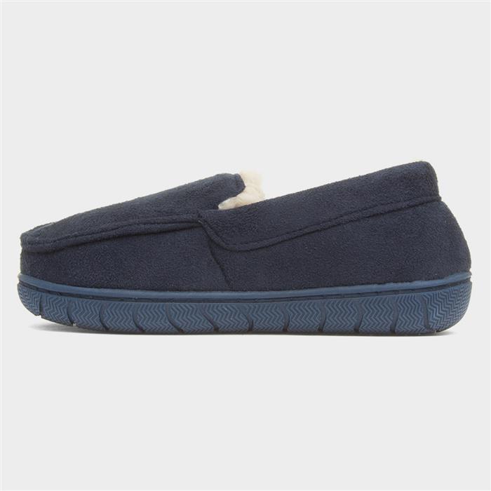 Boys Navy Moccasin Slipper