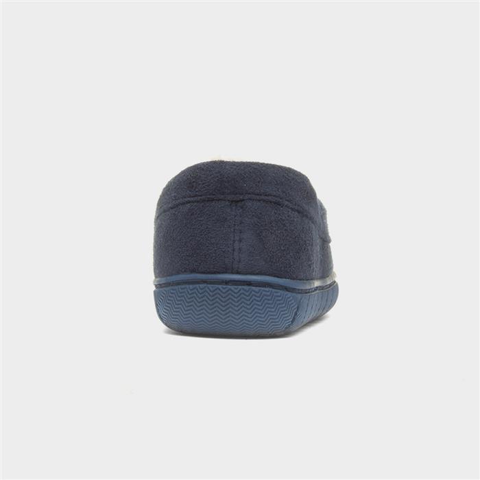 Boys Navy Moccasin Slipper