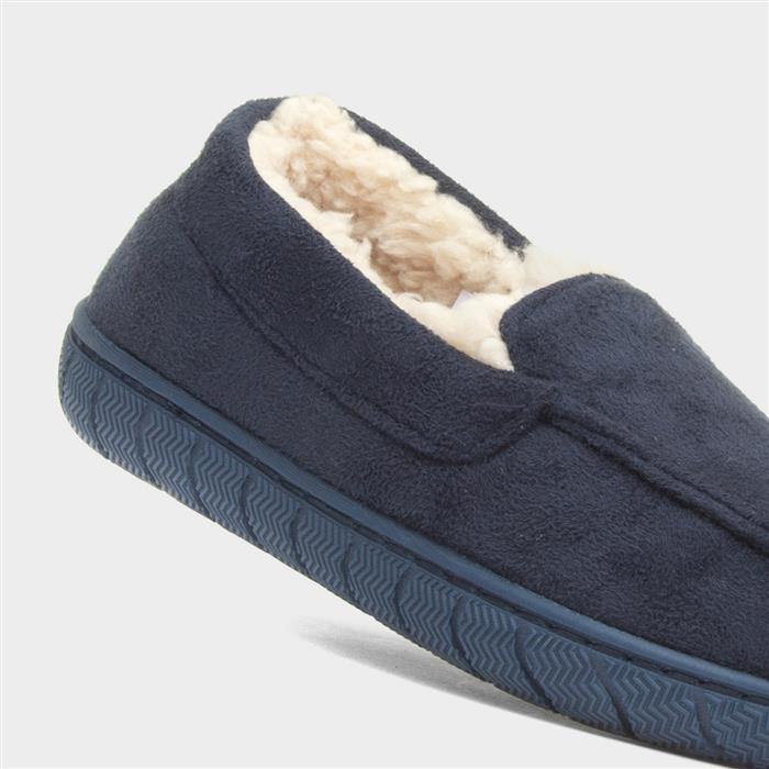 Boys Navy Moccasin Slipper