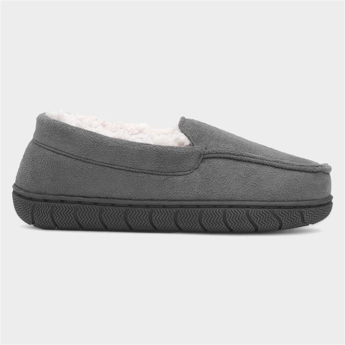 Boys Grey Moccasin Slipper