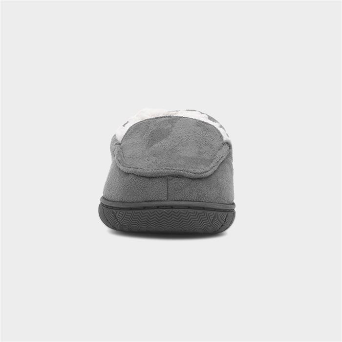 Boys Grey Moccasin Slipper