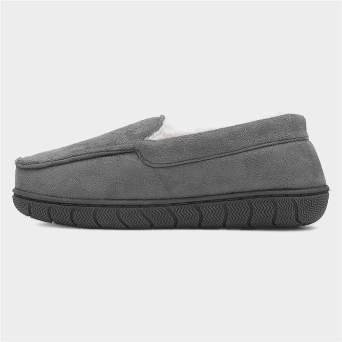 Boys Grey Moccasin Slipper