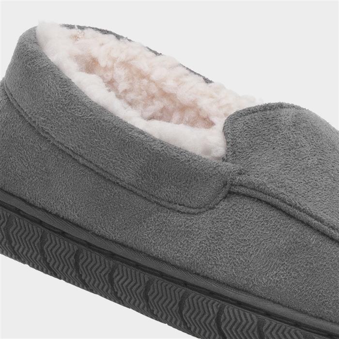Boys Grey Moccasin Slipper