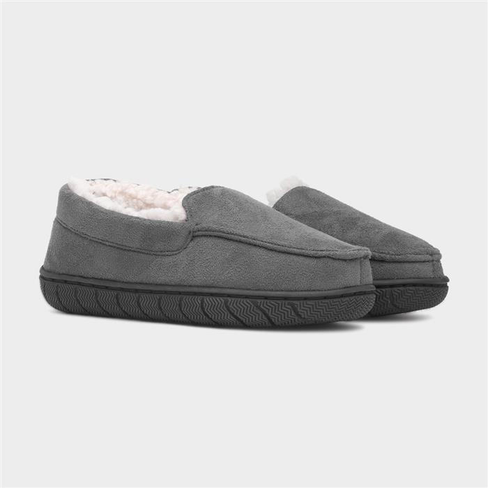 Boys Grey Moccasin Slipper
