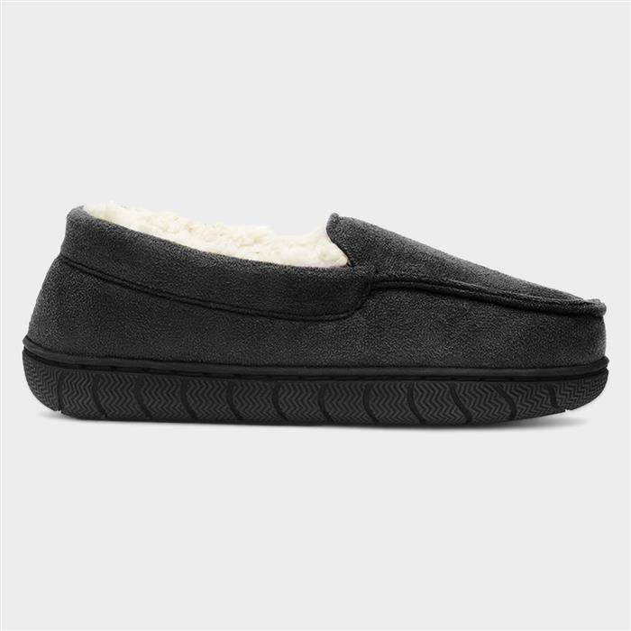 Boys Black Moccasin Slipper