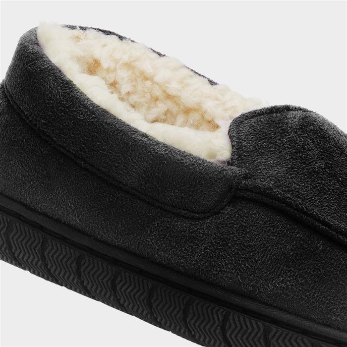 Boys Black Moccasin Slipper