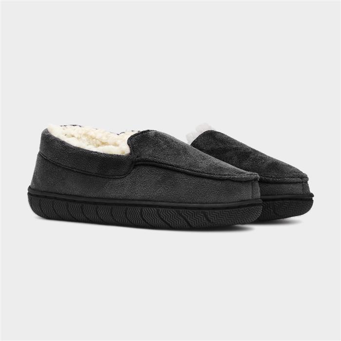 Boys Black Moccasin Slipper