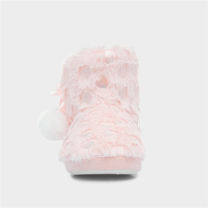 Girls Pink Heart Slipper Boot