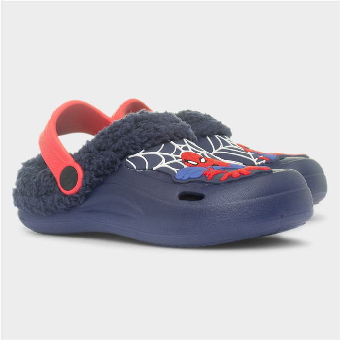 Kids Navy Slip On Slingback Slipper