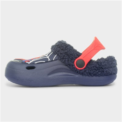 Kids Navy Slip On Slingback Slipper