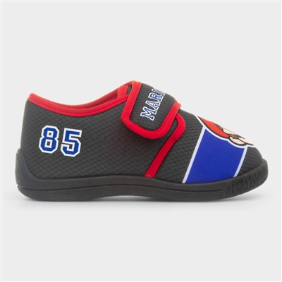 Kids Black Easy Fasten Slipper
