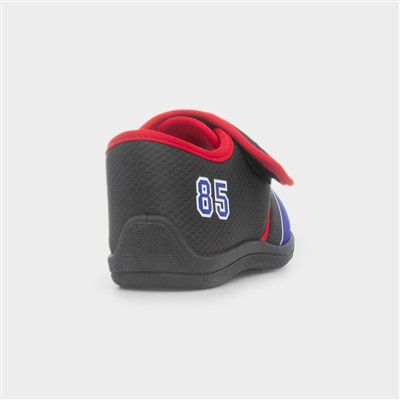Kids Black Easy Fasten Slipper