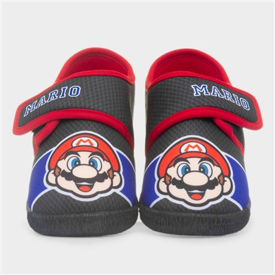 Kids Black Easy Fasten Slipper