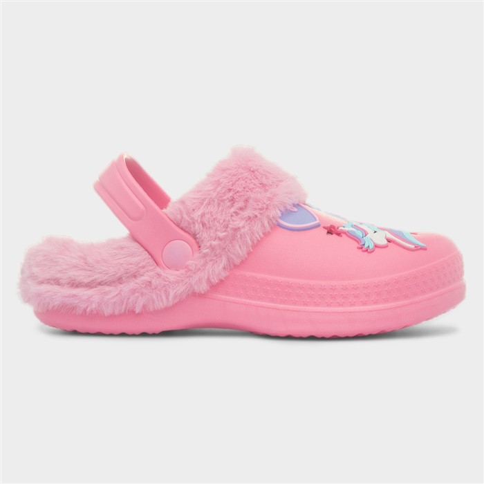 Girls Pink Warm Lined Unicorn EVA Clog