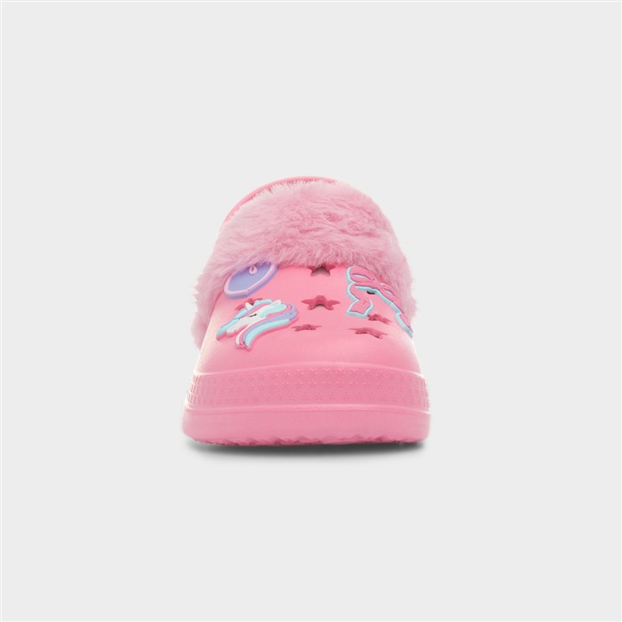 Girls Pink Warm Lined Unicorn EVA Clog