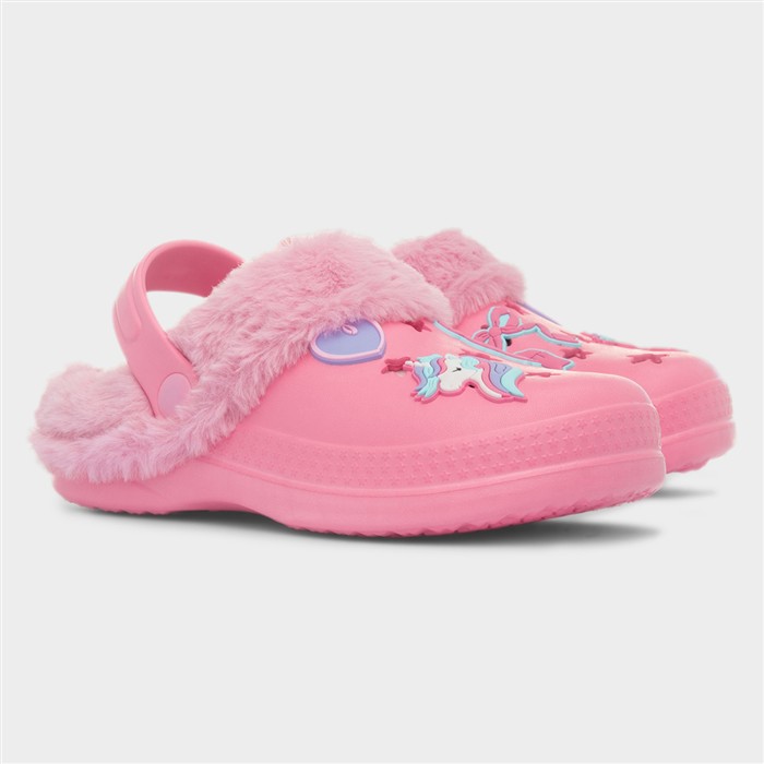 Girls Pink Warm Lined Unicorn EVA Clog