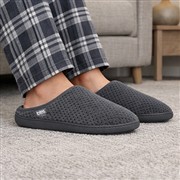 Totes Swept Back Popcorn Mens Grey Mule Slipper (Click For Details)