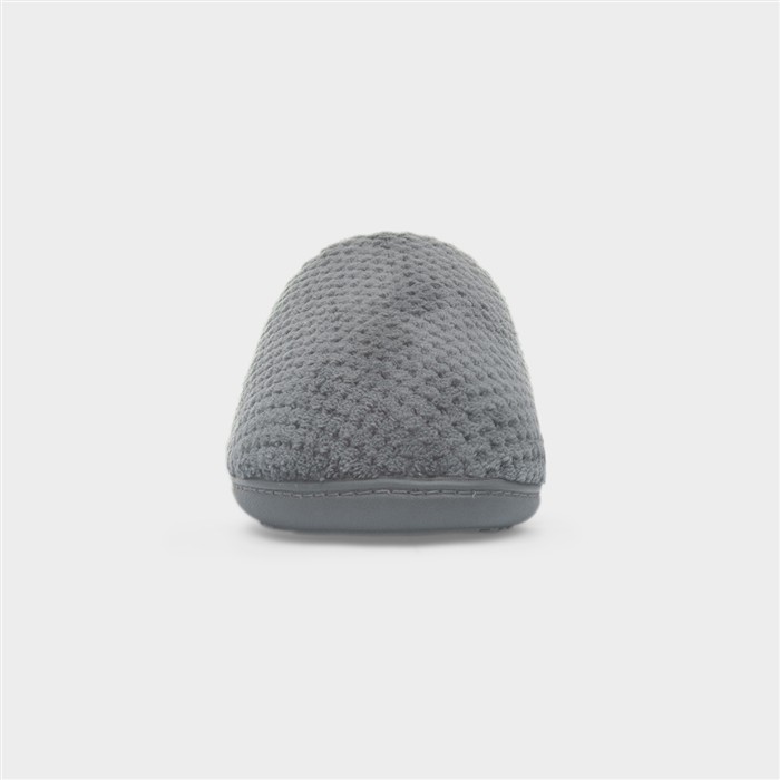 Swept Back Popcorn Mens Grey Mule Slipper