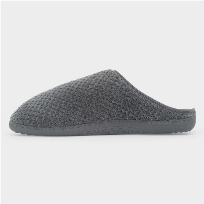 Swept Back Popcorn Mens Grey Mule Slipper