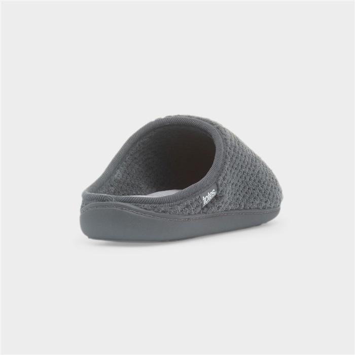 Swept Back Popcorn Mens Grey Mule Slipper