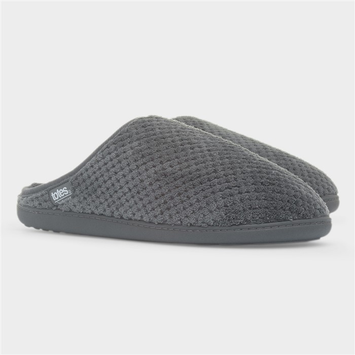 Swept Back Popcorn Mens Grey Mule Slipper