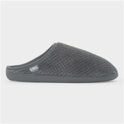 Swept Back Popcorn Mens Grey Mule Slipper