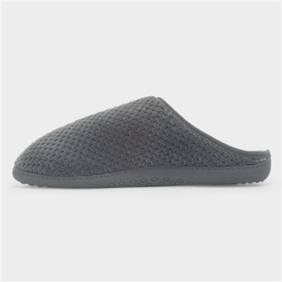 Swept Back Popcorn Mens Grey Mule Slipper