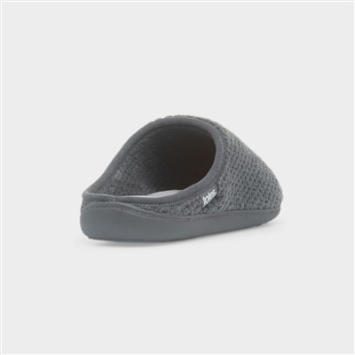 Swept Back Popcorn Mens Grey Mule Slipper