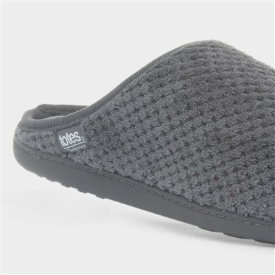Swept Back Popcorn Mens Grey Mule Slipper