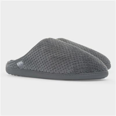 Swept Back Popcorn Mens Grey Mule Slipper