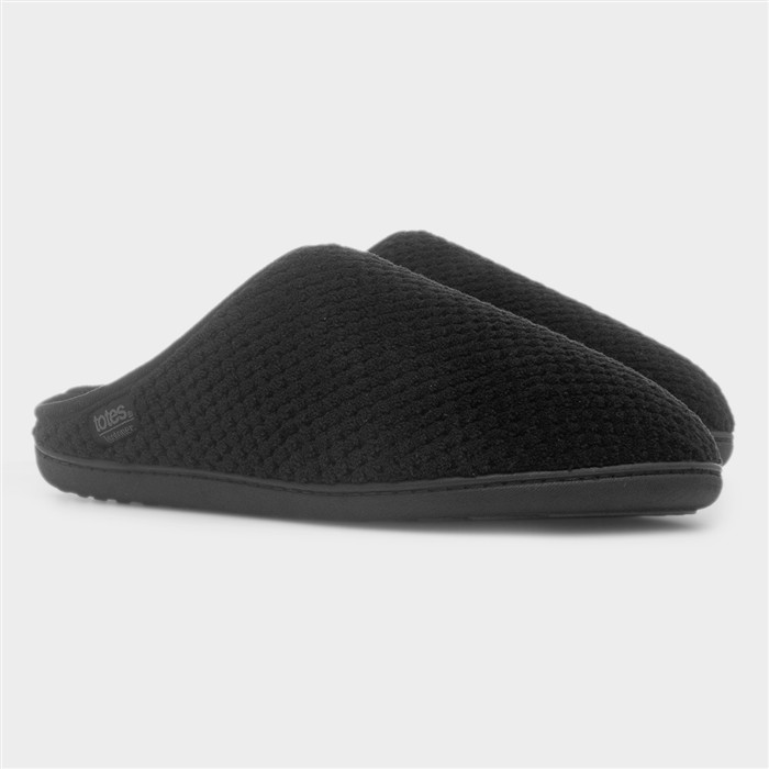 Swept Back Popcorn Mens Black Mule Slipper