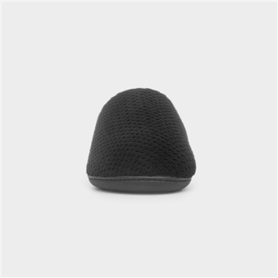 Swept Back Popcorn Mens Black Mule Slipper
