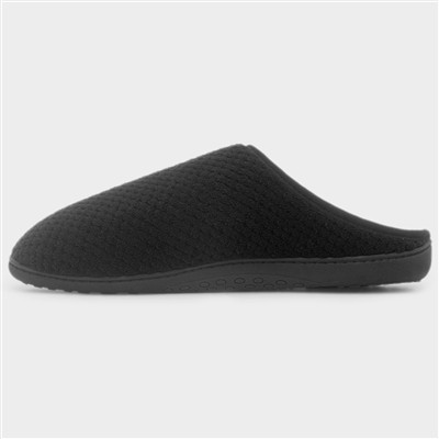 Swept Back Popcorn Mens Black Mule Slipper
