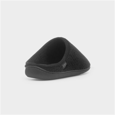 Swept Back Popcorn Mens Black Mule Slipper